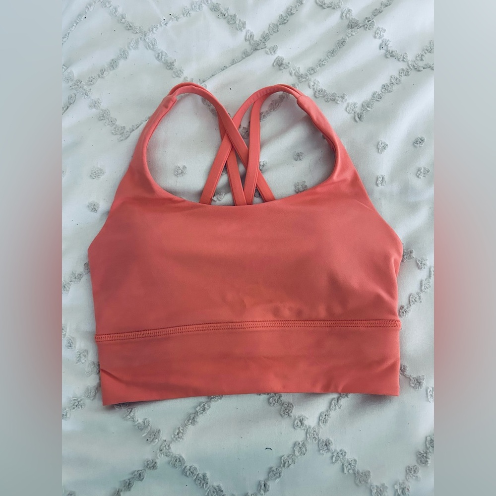 Lululemon Sunny Coral Energy Longline Bra Medium Support, B-D Cups (size 2)